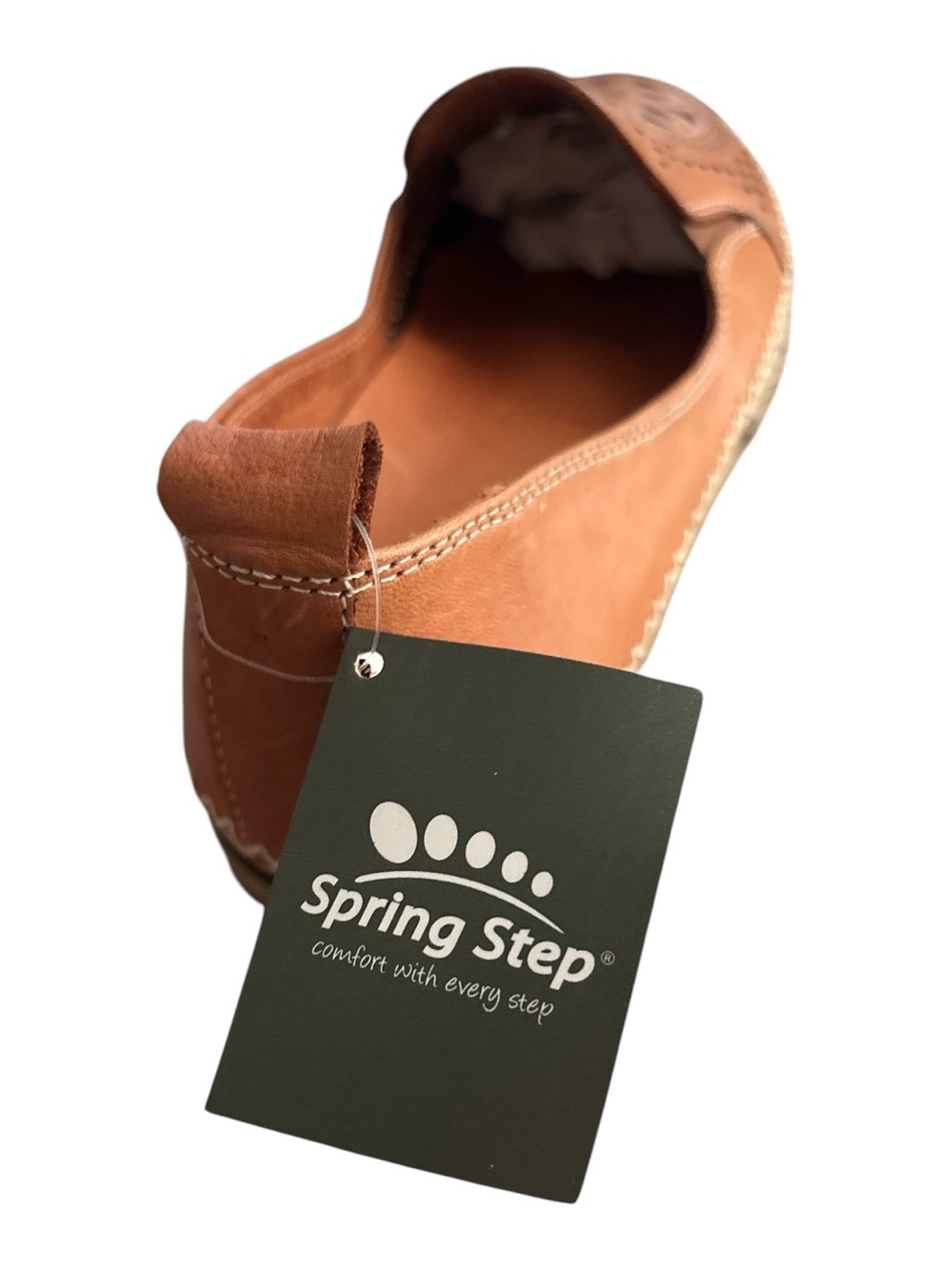 Spring Step Ingrid Camel Brown Leather Laser Cut Perforated Slip On Loafers 37 - Picture 6 of 8